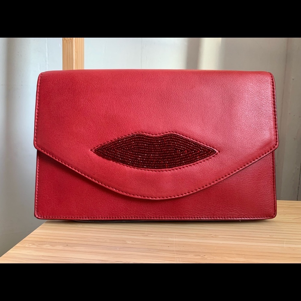 Banana Republic L’Wren Scott Red Lips Purse Genuine Leather